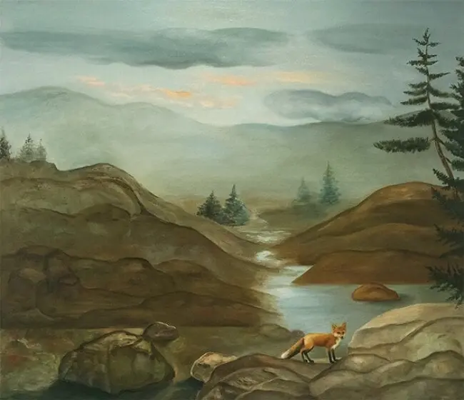 Image Lone Fox with Mountain  